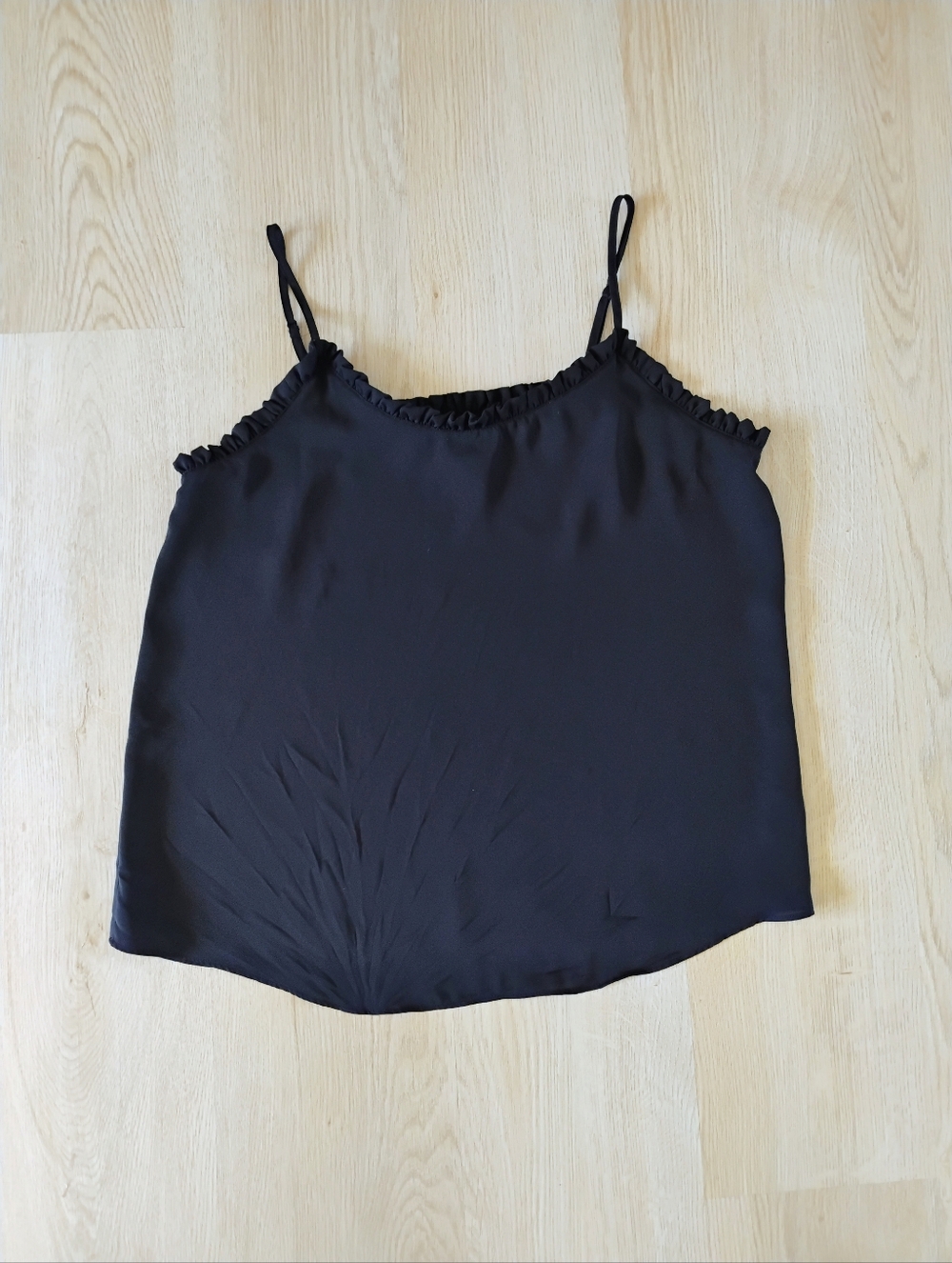 Worthington Black Ruffle-Trim Spaghetti Strap Camisole